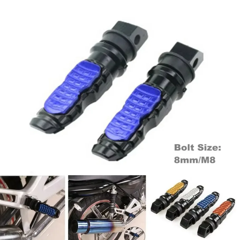 Conjunto traseiro de alumínio cnc para motocicleta, 8mm, apoio para os pés, dirt bike, acessórios para moto, 1 par