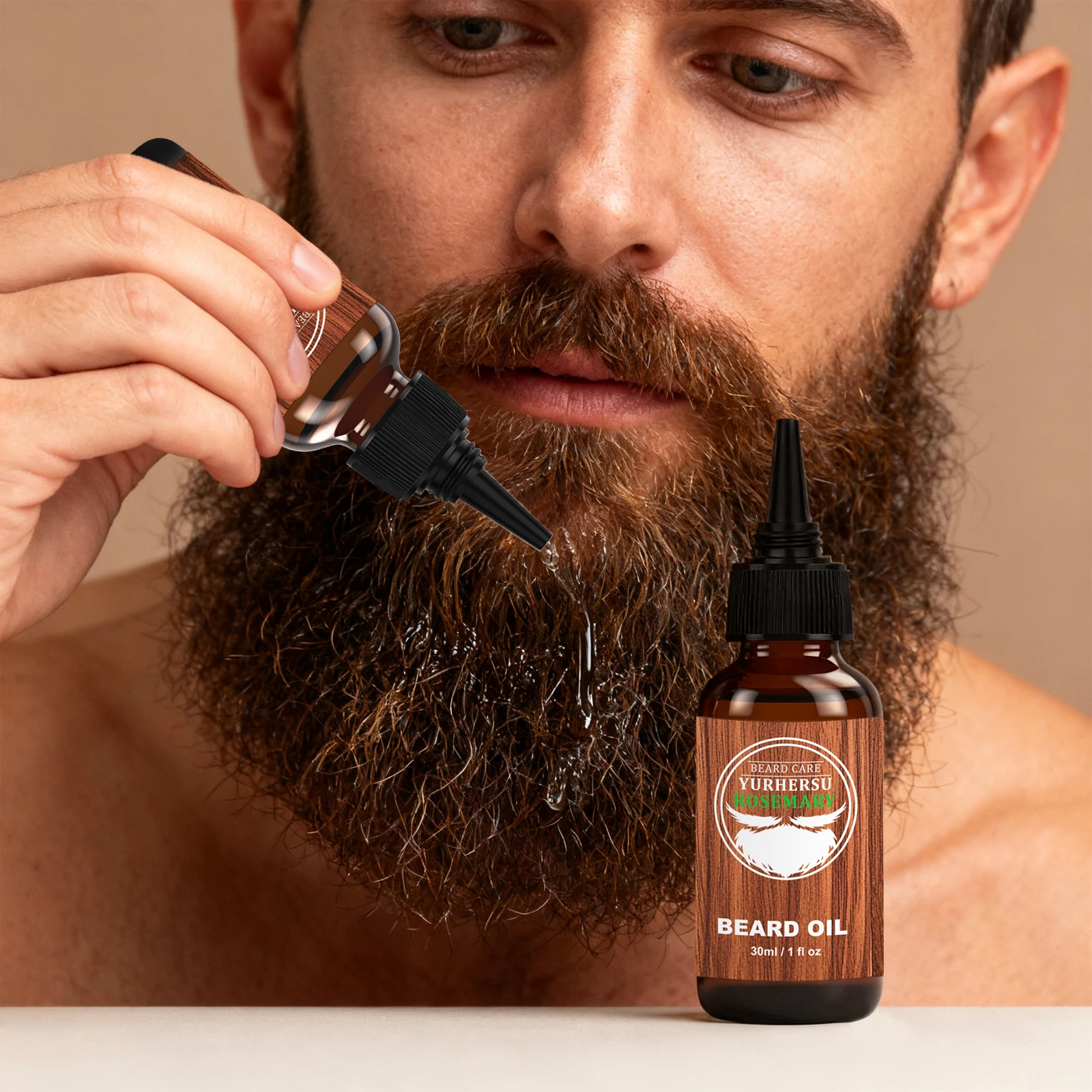 Óleo de barba orgânico de alecrim Jojoba - leve, não gorduroso, perfumado - para cuidados com as barba seca e grossa 30ml