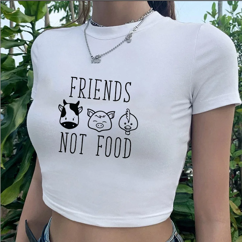 Cow Print t-shirt tshirt female kawaii streetwear vintage white casual crop top clothes white t shirt