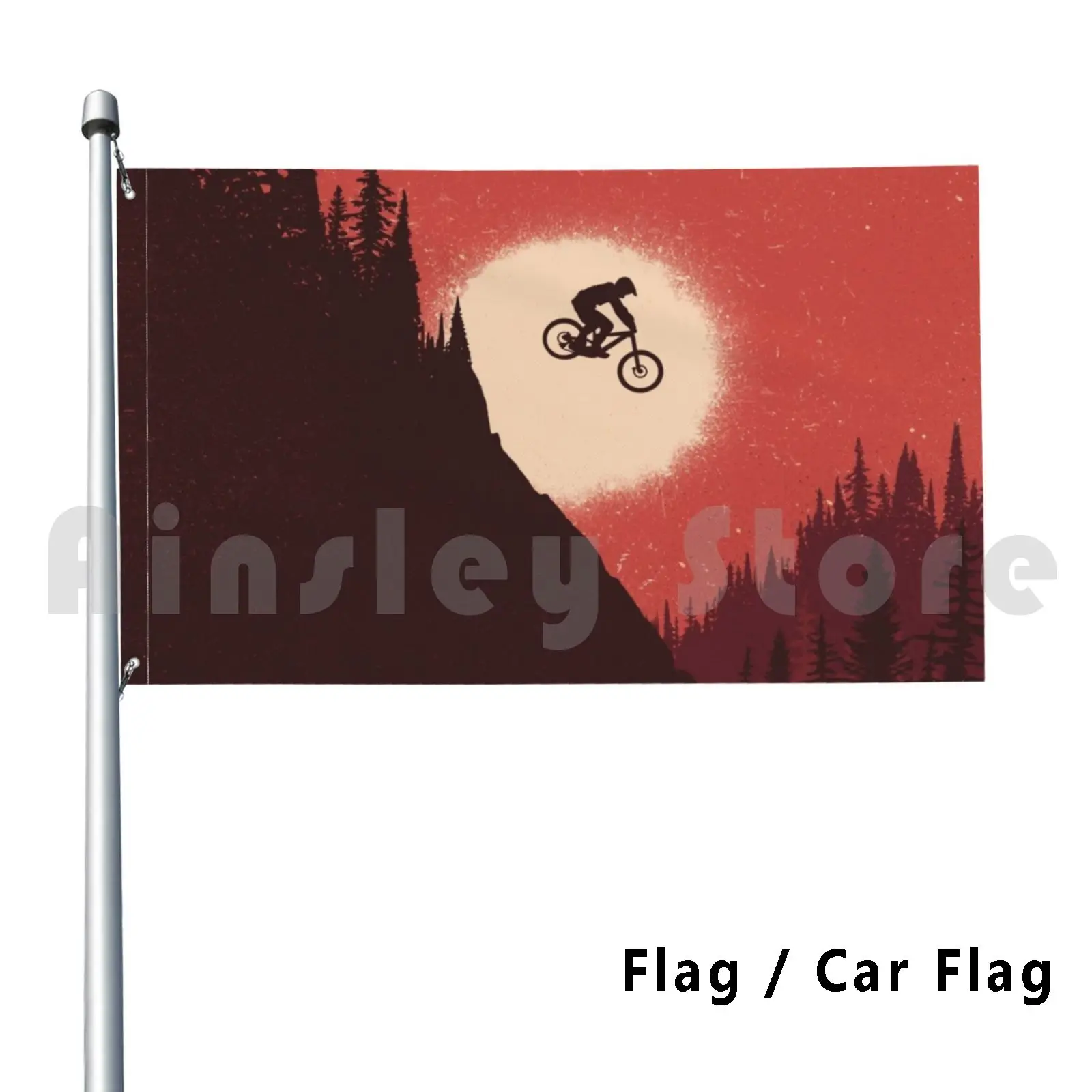 Mtb Colors Outdoor Decor Flag Car Flag Bike Mtb Ride Bicycle Ride Or Die Mountain Cycling Biker Bmx Forest Red Freeride