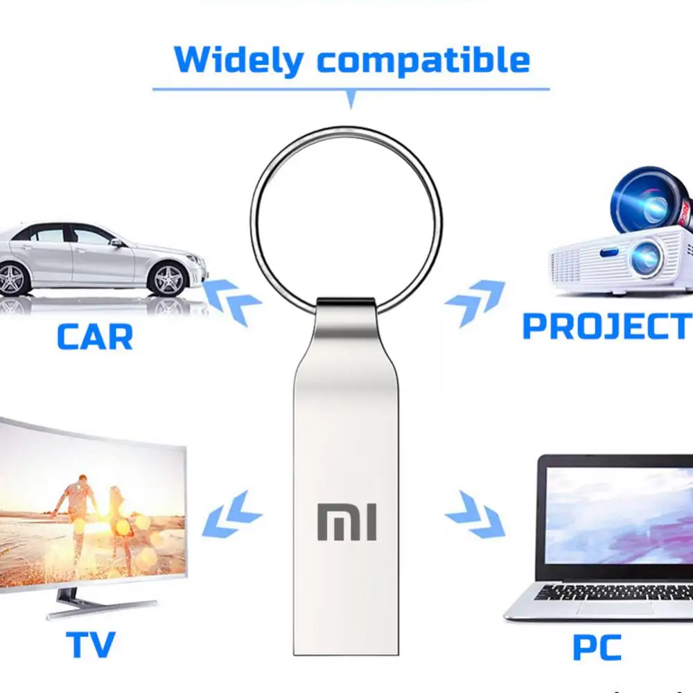 샤오미 키 체인 금속 USB 플래시 드라이브, 미니 USB 3.0 펜 드라이브, 512GB 실제 용량 메모리 스틱, 128GB 크리에이티브 U 디스크, 2TB