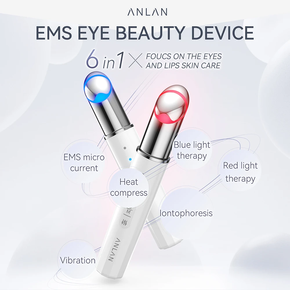 ANLAN EMS Eye Beauty Device Microcurrent Eye Massager Remove Eye Bags Dark Circles Red Blue Light Eye Lifting Massage Instrument