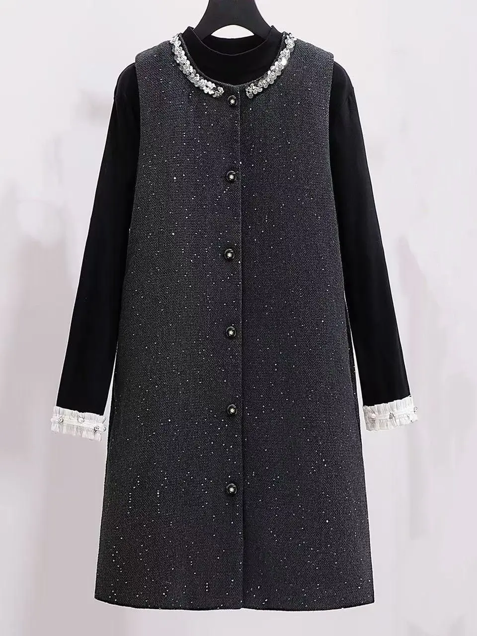 

iny Bead Korean Sle Woolen Vest Dr Faionable Svel Women's Dr Ci Commute Casual Daily Wear