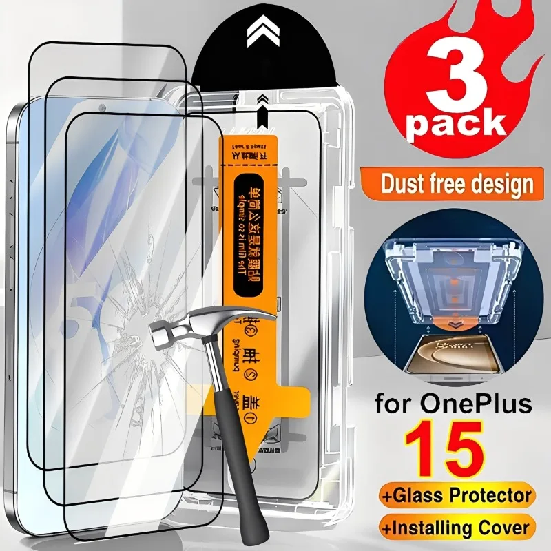

1-3Pack Easy Install HD Screen Protectors for OnePlus 15 Hardness Tempered Glass with Dust Free Installation Kit for Oneplus 15
