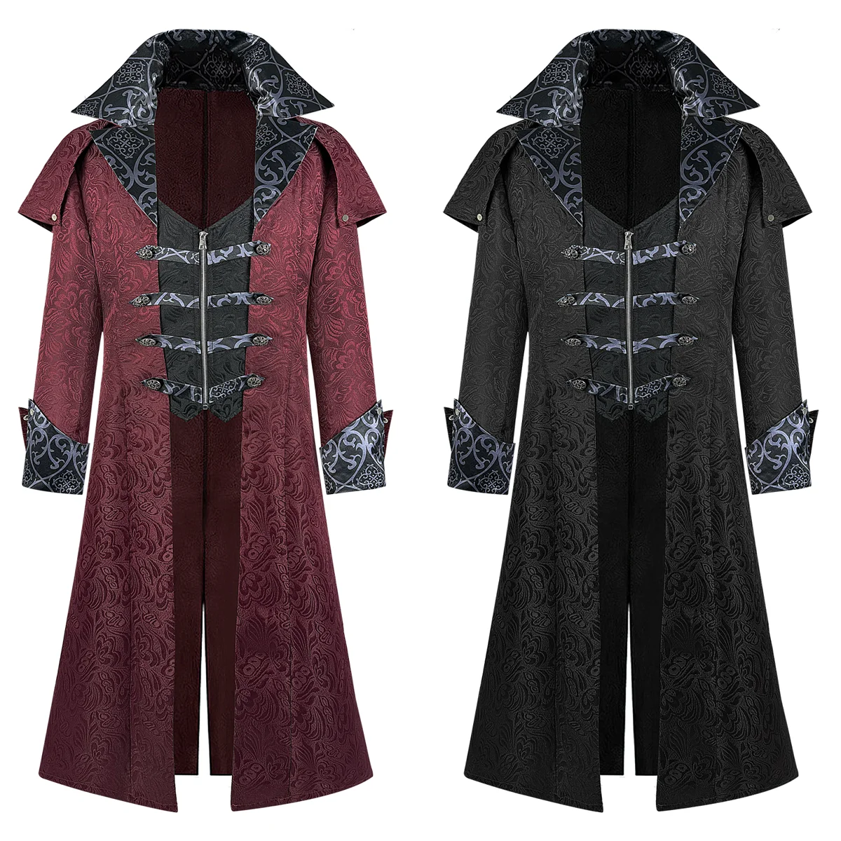 Abrigo Chaqueta Medieval de Halloween, Disfraz de Cosplay de Banquete de Palacio Vintage Oscuro Gótico para Hombre Europeo