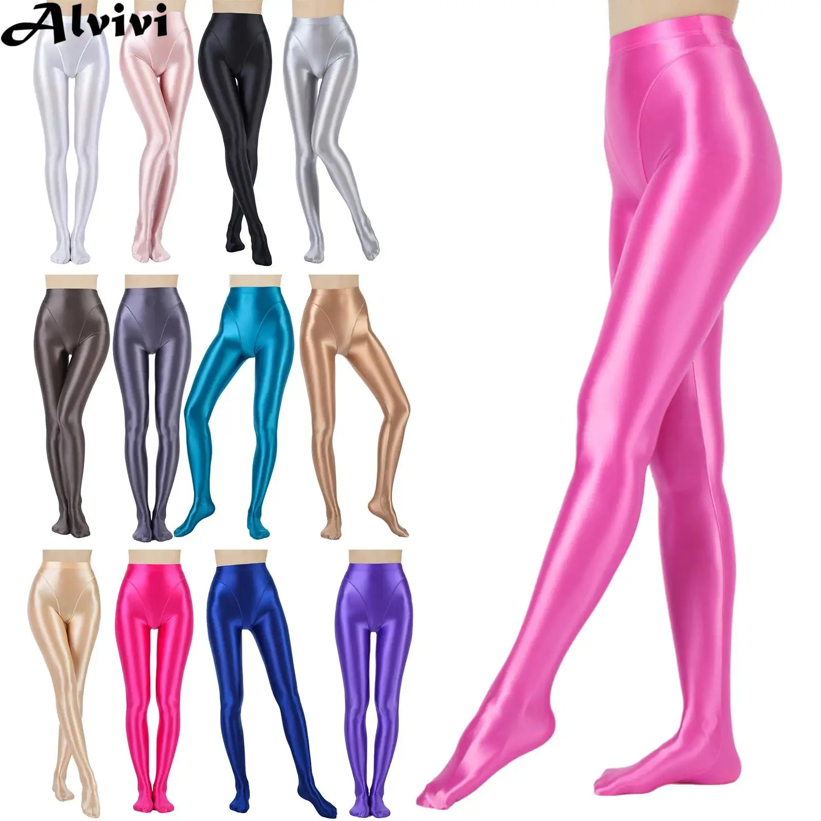 Yoga-Leggings für Erwachsene, Strumpfhosen, hohe Taille, dehnbar, glänzend, gefälschte 2-teilige Strumpfhosen, Hosen, Strümpfe für Fitness, Sport, Ballett, Tanz