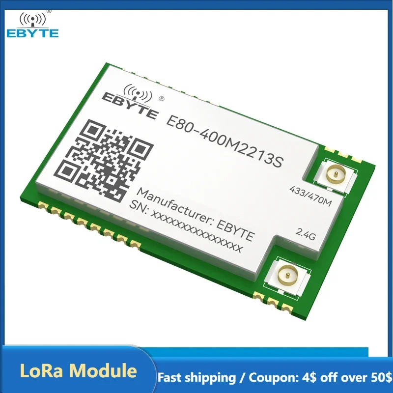 

LR1121 LoRa Wireless Module Dual-Band Sub-G 433/868/915/2.4G SMD TCXO EBYTE E80-400M/900M2213S Stamp Hole SPI RF Module