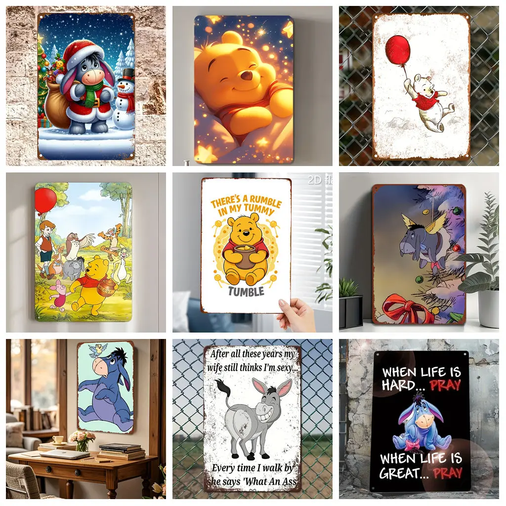 

Miniso Disney Winnie the Pooh Tigger Holiday Decor Metal Signs Tin Signs Captain Poster Decor for Bar Pub Club Wall Decoration