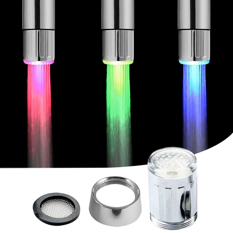 Led Light Faucet 7 Colors Night Light Nozzle Shower Led Faucet Light Temperature Sensor Smart Faucet Led Lighting For Kitchen