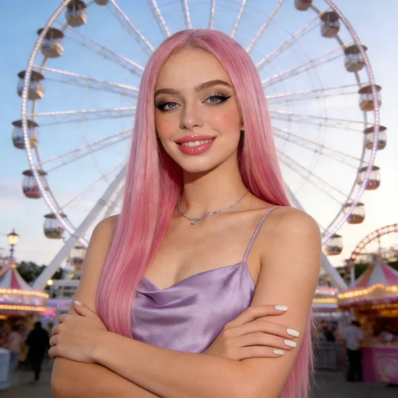 1PC Medium Parted Long Straight Hair Women'S Wig Personalized Fashion Party Cosplay Simulation Head-Wearing Synthetic Wig