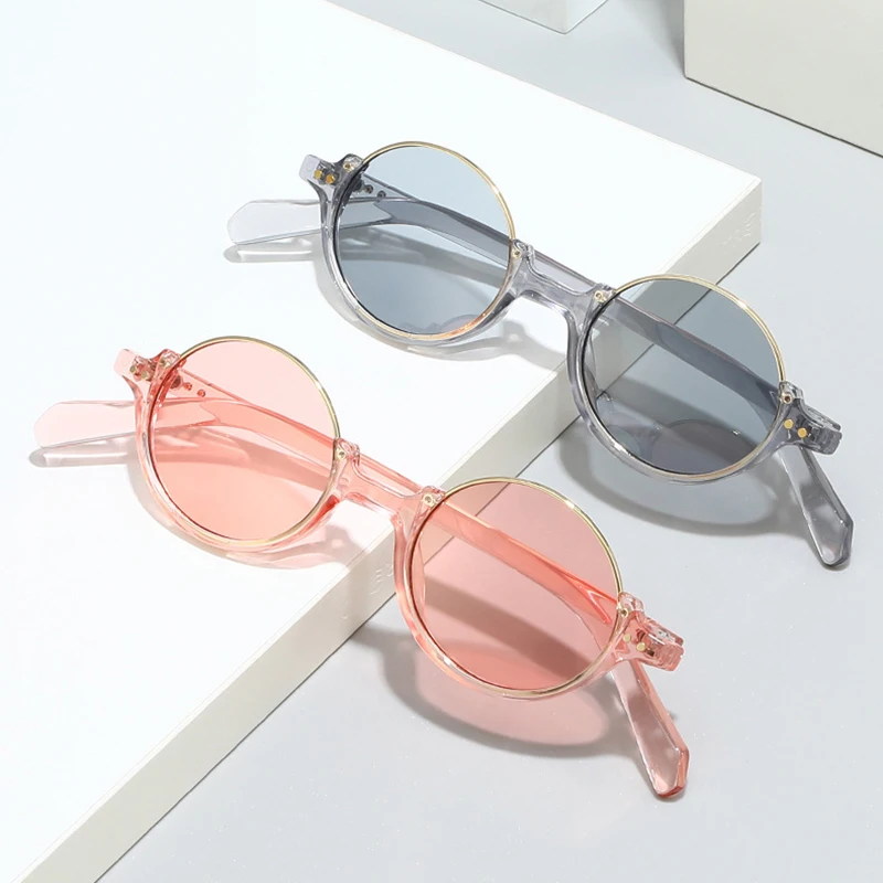 SHAUNA New Semi-Metal Round Women Sunglasses Vintage Rivets Punk Men Trending Gradient Shades UV400 Sun Glasses