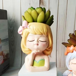 Bowknot Girl Gypsum Flower Pot Silicone Mold Epoxy Resin Casting Mold Succulent Vase Cement Clay Mold Pen Holder Mold  Dropship