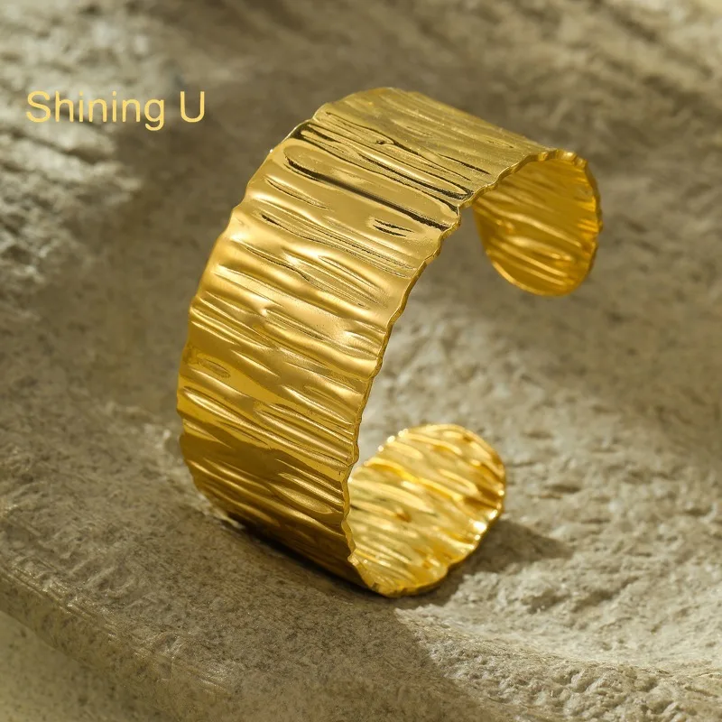 

Shining U Gold Color Irregular Bangle for Women Fashion Jewelry Summer