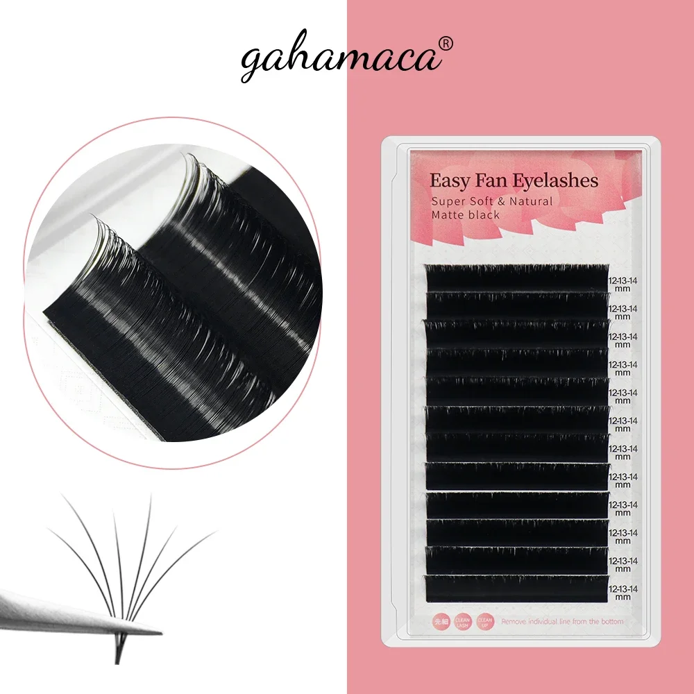 GAHAMACA Easy Fanning Eyelashes Extensions Fan Eyelash Bloom Flare Eye Lash Russian Lash Volume Cilia Silk Lash