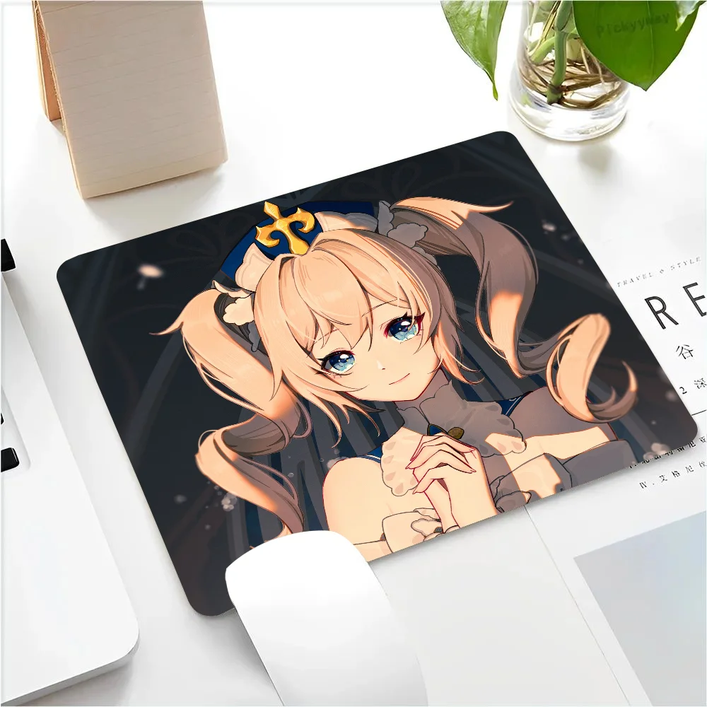 Barbara Pegg Genshin Mousepad Small LockEdge Mouse Pad For Gamers Computer Desk Pad Rectangular Anti-slip Rubber