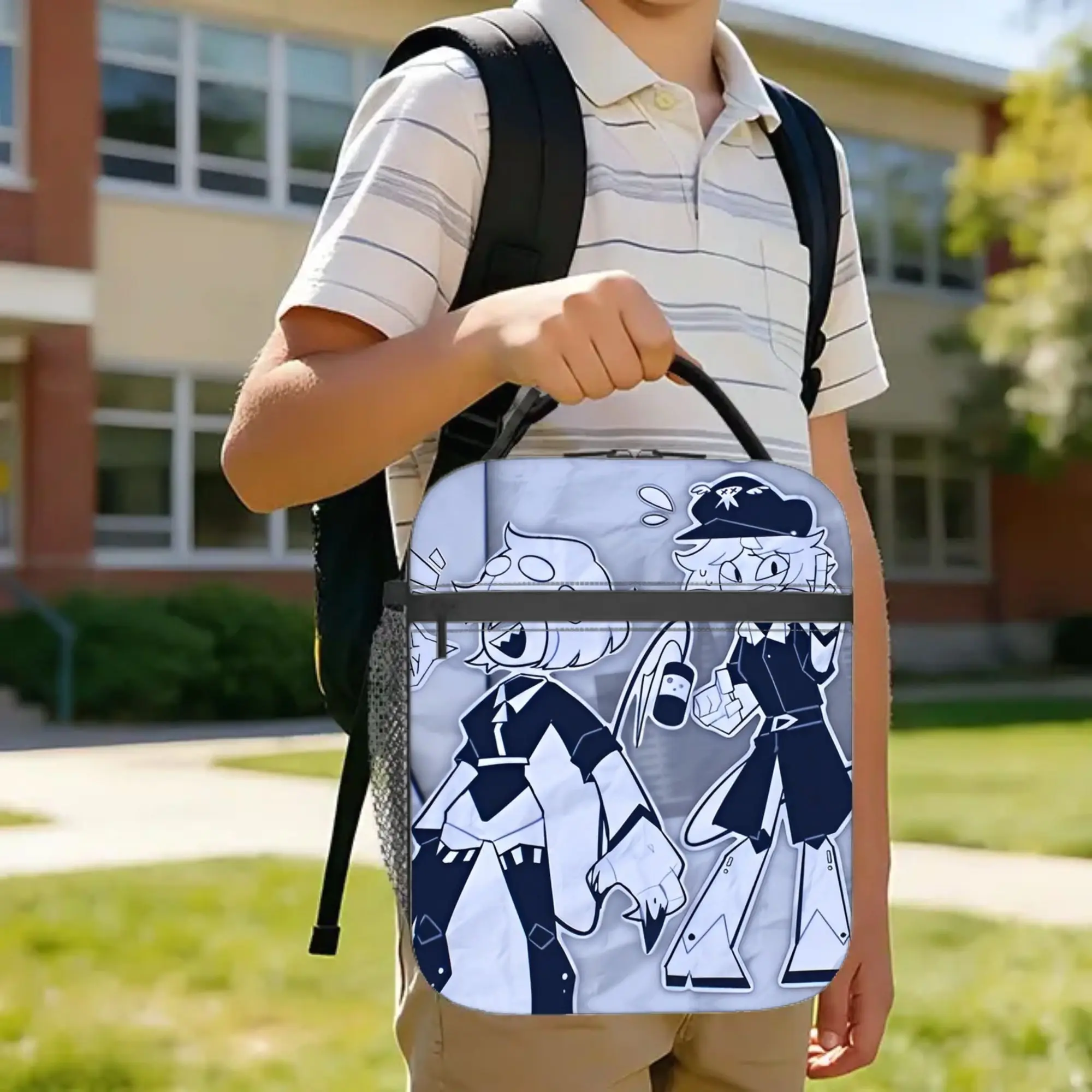 Miss Circle Cartoon Insulated Lunch Bags Thermal Bag Reusable,Lunch Container Education Leakproof Tote Lunch Box Bento Pouch