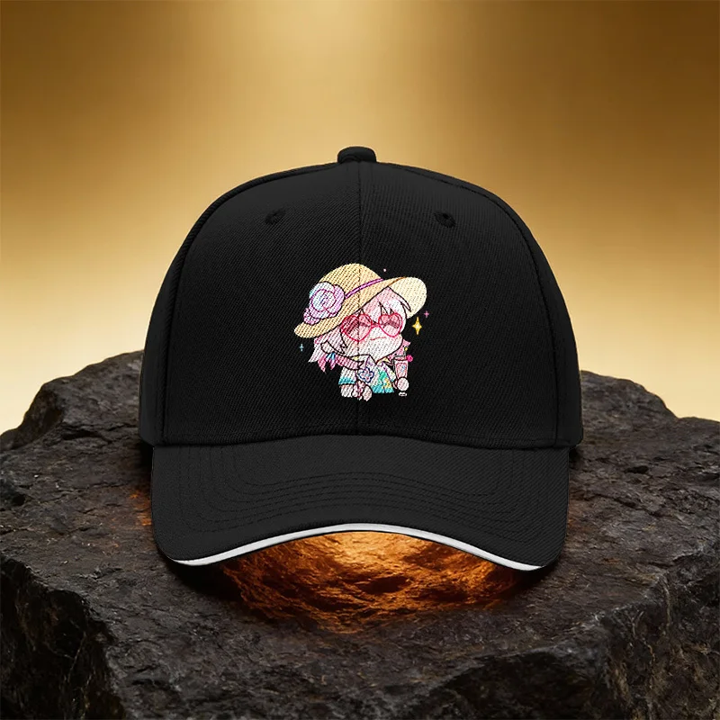 Comic Summer Pink Hat, Unisex Printed Baseball Cap Sandwich Duckbill Cap Sports Cap, Suitable for Daily Commute and Travel - An