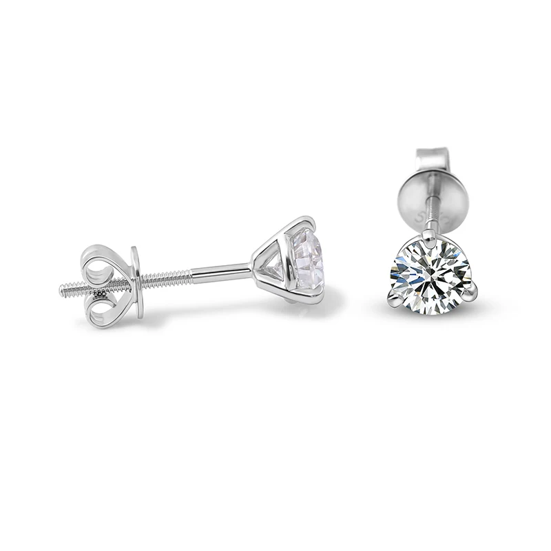 Daily wear ear studs 1ctw round brilliant cut diamond earrings for women 14K white gold moissanite studs earring