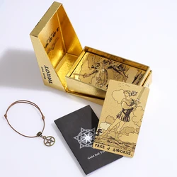 Golden Foil Tarot Mysterious Divination Golden Flip Table Game Waterproof and Wear-resistant Gift Box Luxury Instruction Manual