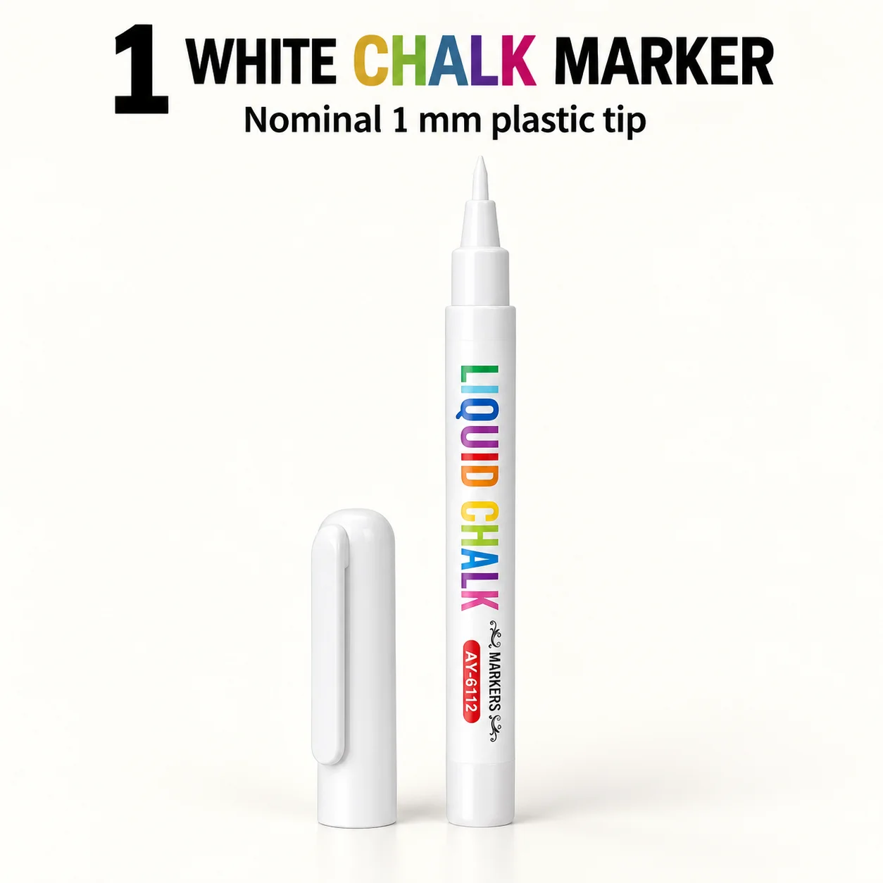 1 White Liquid Chalk Marker with Nominal 1mm Plastic Point