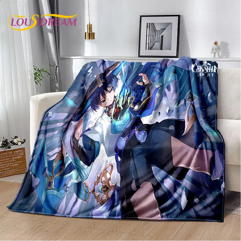 Genshin Impact Cartoon Game Soft Plush Blanket,Flannel Blanket Throw Blanket for Living Room Bedroom Bed Sofa Picnic Cover Kids