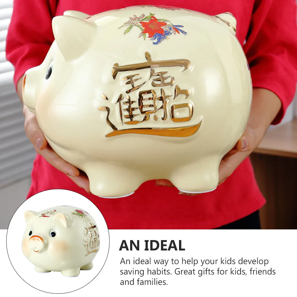 

Adorable Pig Shape Ceramic Money Pot 8 Inches Piggy Bank Coin Saving Pot Birthday Gift Home Decor Pig Piggy Bank