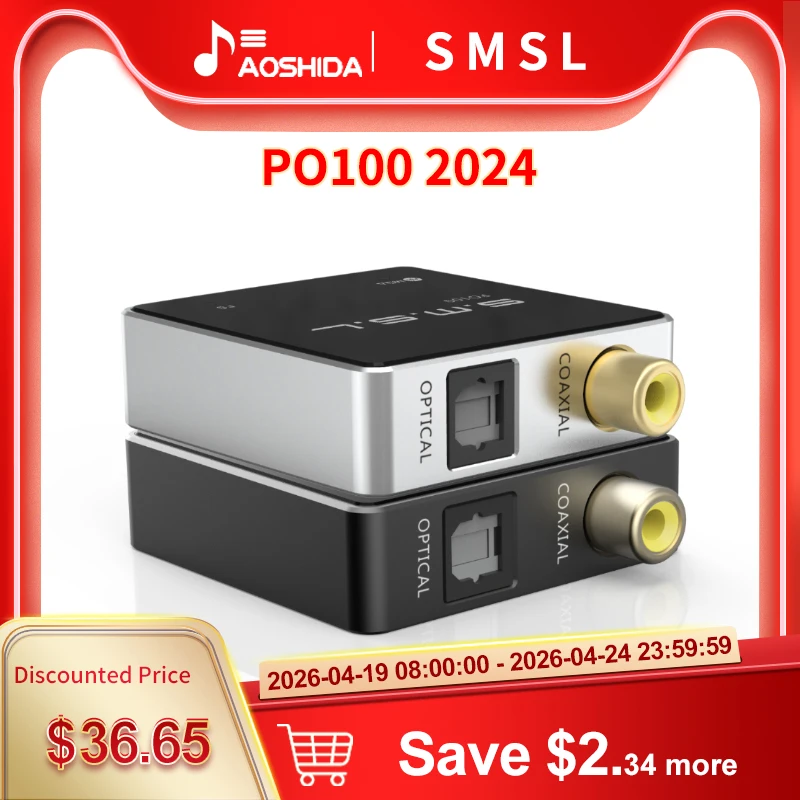 

Новый цифровой интерфейс USB SMSL PO100 2024, DSD DOP64 XMOS XU316, вход TYPE-C, выход OPT/COAX