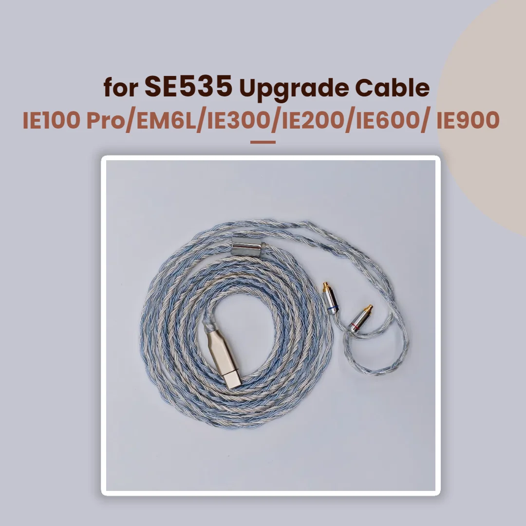 for SE535, IE100 Pro, EM6L, IE300, IE200, IE600, IE900 Upgrade Cable - OCC Silver-Plated 24-Core Mic Headphone Cable