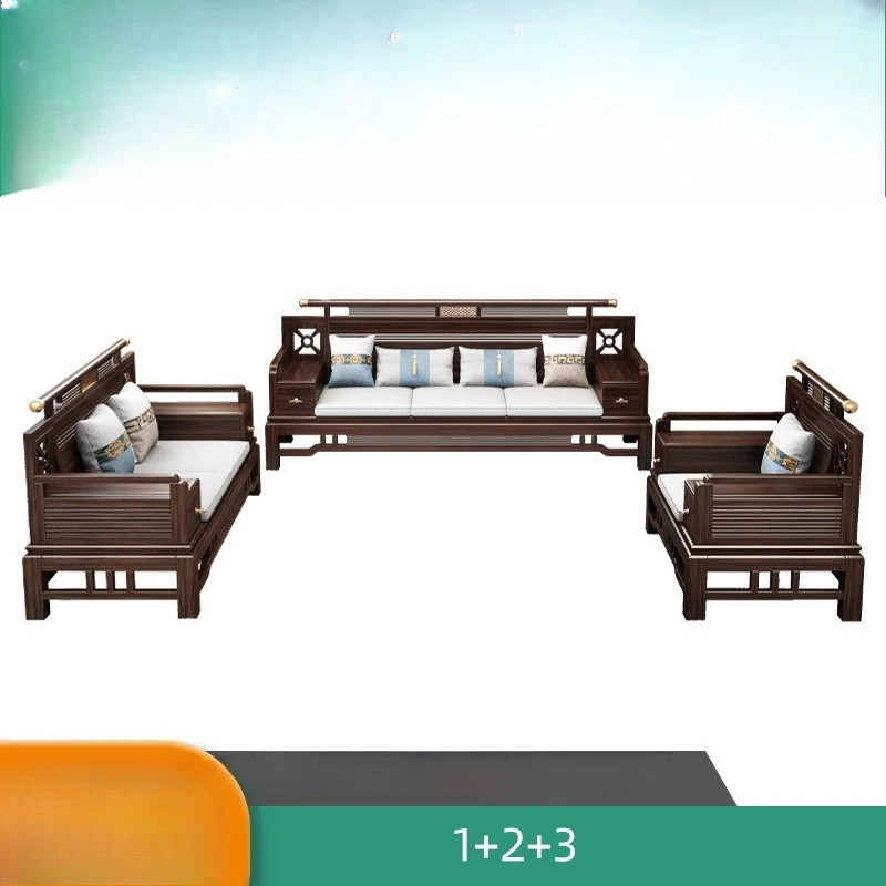 Factory Direct 2026 Luxury Ebony All Solid Wood Sofa New Chinese Living Room Chinese Style Winter And Summer Dual-purpose Classi