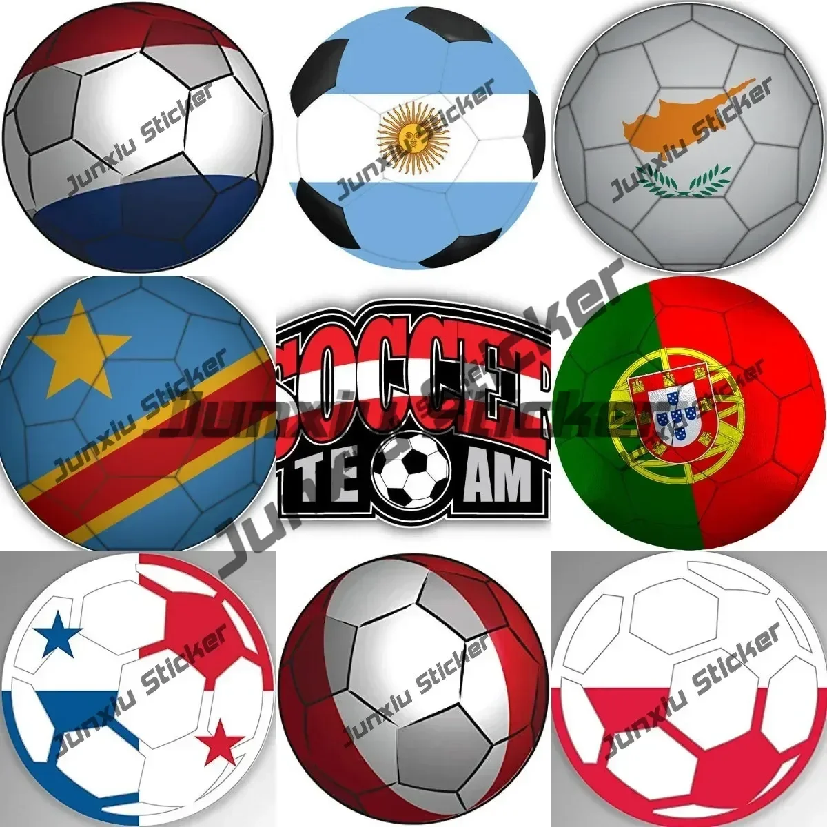 

Austria Flag Soccer Team Slogan Sticker Poland France Soccer Ball Flag Round Premium Quality Decal Football Stickers for Car
