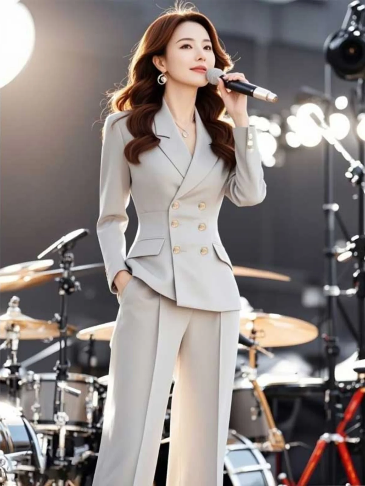 

Ele Ladylike Small Fraance Sle Suit Set High End Feel Spring Autumn Faion Women's Jaet Pants Ensemble Korean Brand