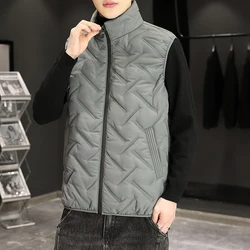 New Autumn And Winter Warm Men'S Casual Down Cotton Waistcoat Youth Fashion Versatile Loose Standing Collar Vest Coat Male