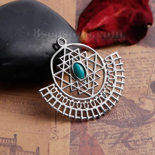 سحر التأمل سري يانترا لصنع المجوهرات ، قلادة هندسية مستديرة مجوفة ، قلادة سبيكة قائمة على الزنك ، نتائج تصنعها بنفسك ، 1-5 #5
