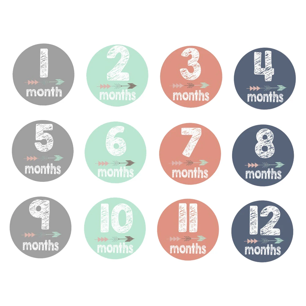 

12pcs Photo Stickers Baby Milestone First Year Newborn Props Belly Infant Monthly Non Irritating Pressure Sensitive Adhesive