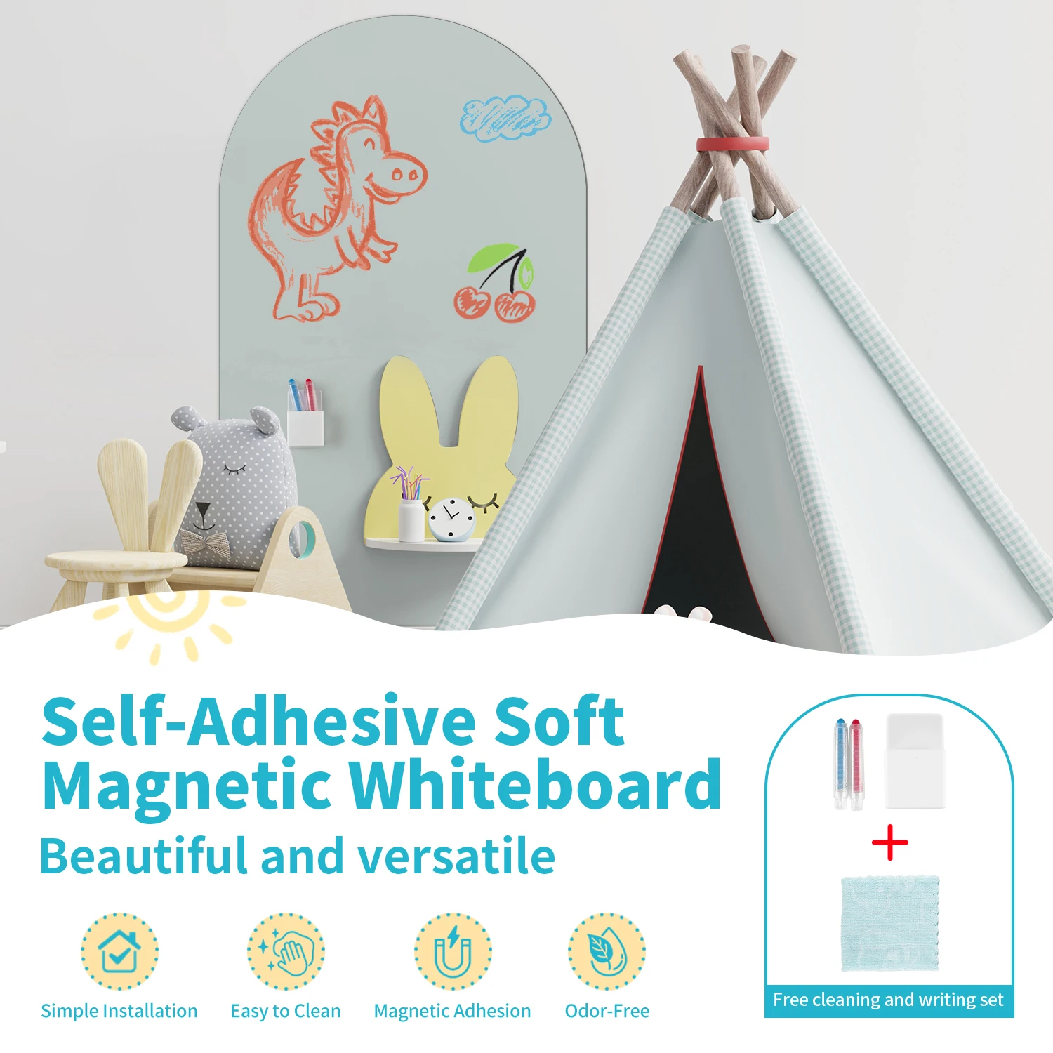 Einfaches Einfarbiges Selbstklebendes Magnetband Bogenförmige Graffiti-Dekoration Schlafzimmer Kinderzimmer Wand-Graffiti Magnetband