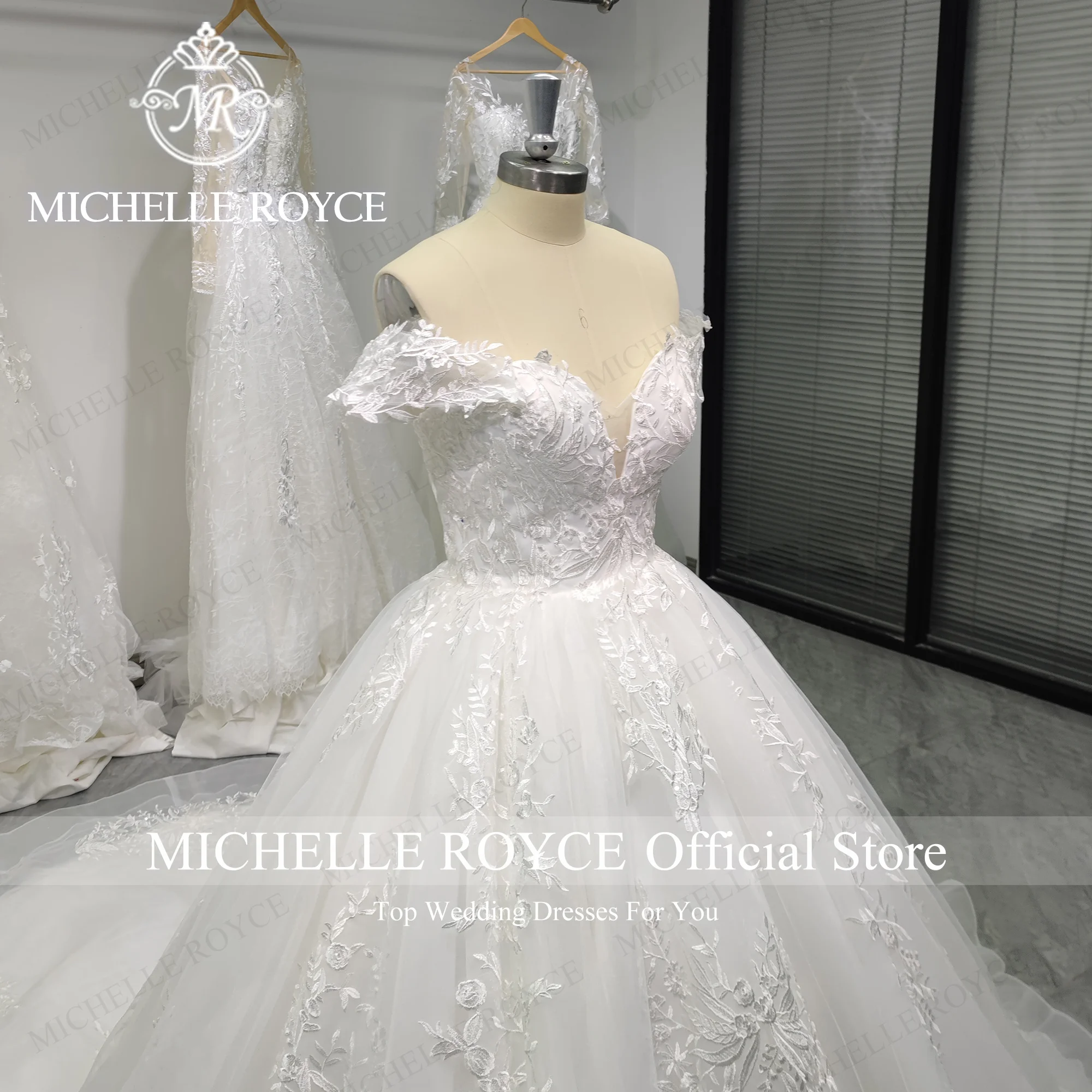 Michelle Royce Baljurk Trouwjurken Voor Vrouw Sweetheart Applicaties Ivoor 100% Echte foto's Trouwjurk Vestidos De Novia