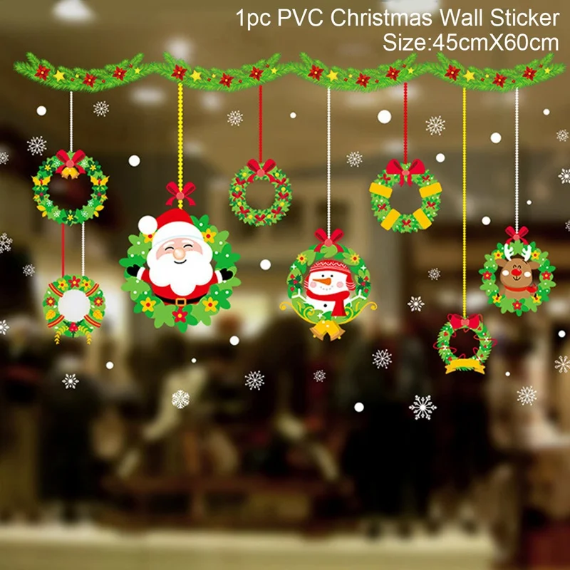 Christmas Window Stickers Christmas Wall Sticker Kids Room Wall Decals Merry Christmas Decorations For Home New Year Stickers