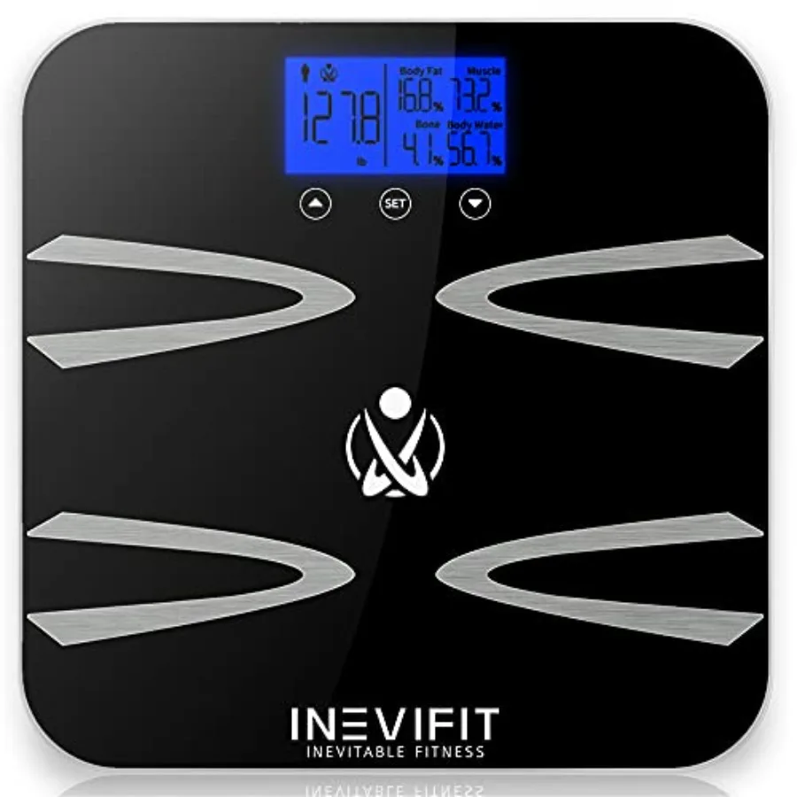 

INEVIFIT Digital Bathroom Scale for Body Composition Analysis with High Accuracy Measures Weight Body Fat Water Muscle BMI Visc
