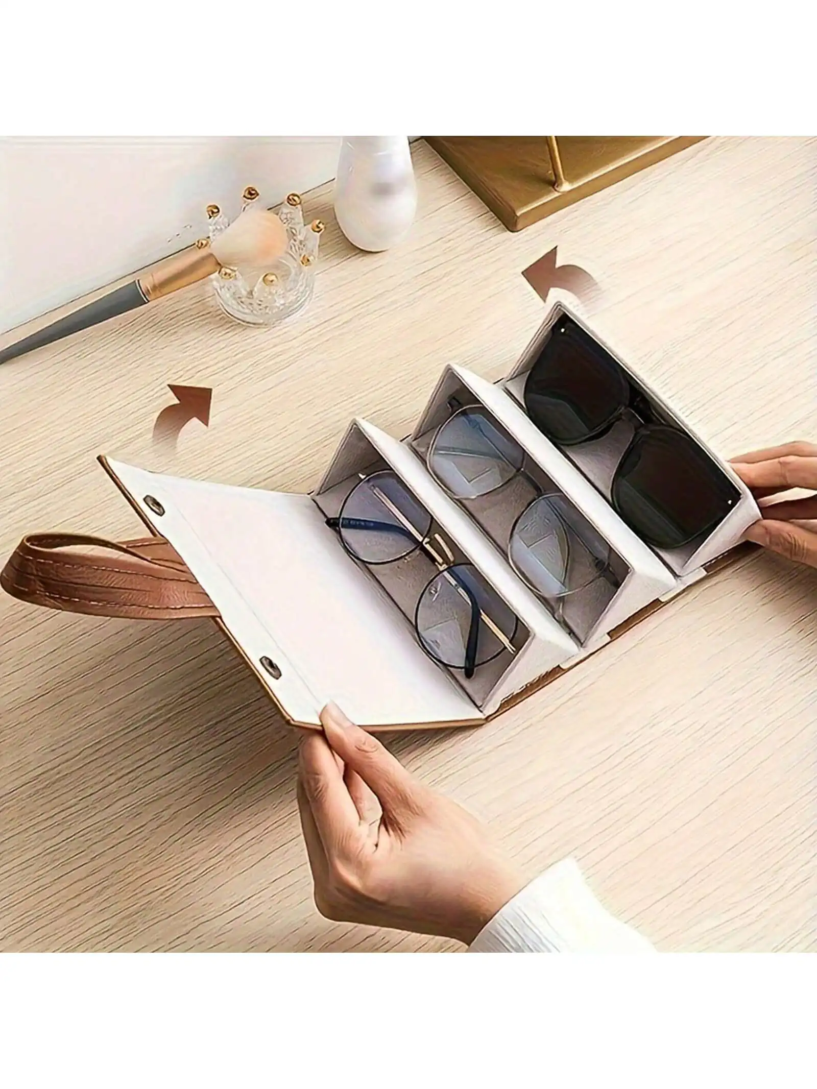 Multifunctional Glasses Storage Box Multi Grid Jewelry Gift Box Small Grain PU Leather High-end Quality Handmade Glasses Box-ll