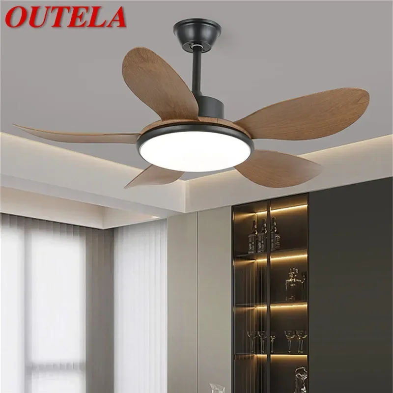 OUTELA Modern Fan Light Luxury Living Room Restaurant Bedroom Study LED Ceiling Fan Light Remote Electric Fan Light