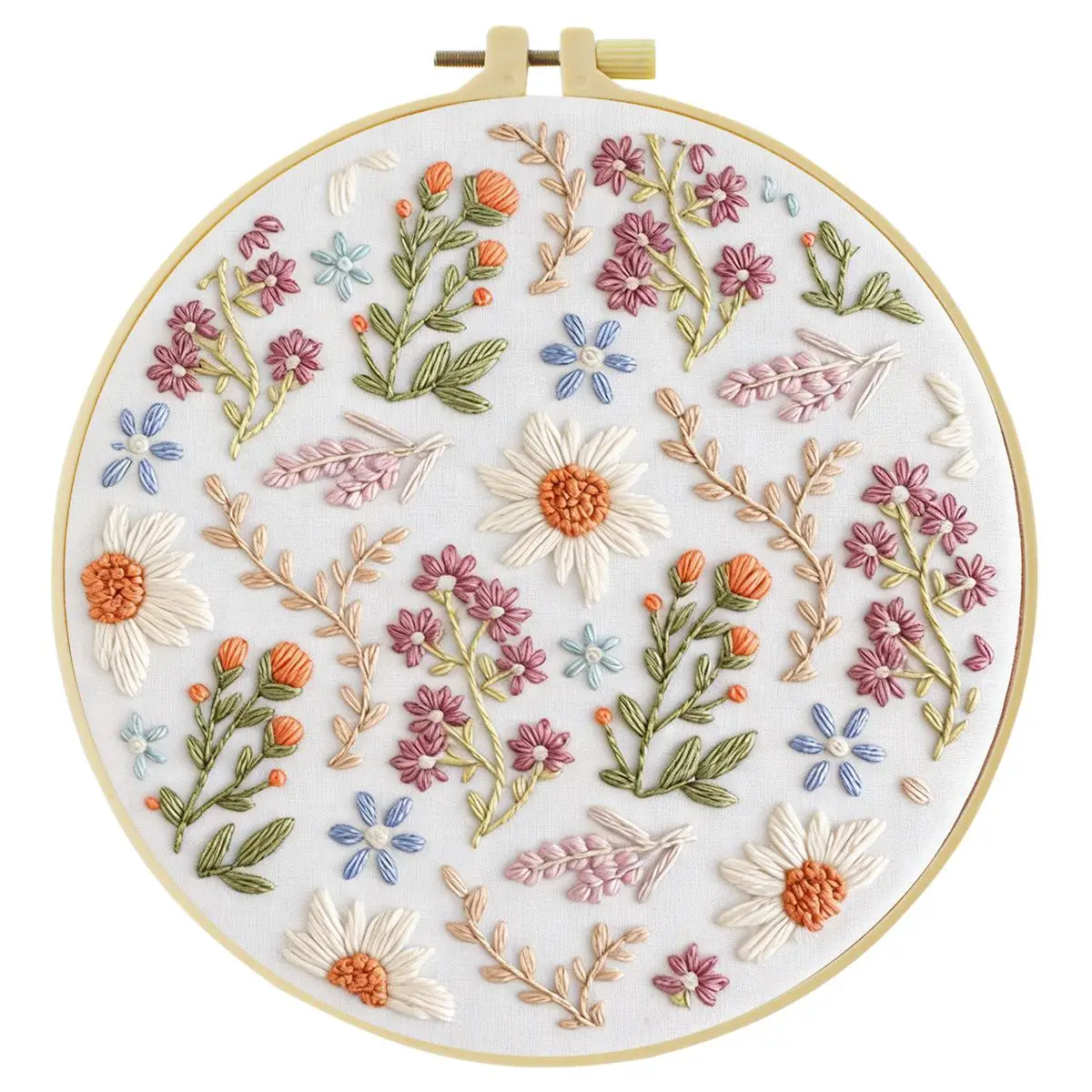 1 Stück 20X20CM/15X15CM 7,87/6,3 Zoll Blumen-Stickerei-Starter-Kit DIY-Kit DIY-Stickerei-Set für Anfänger – Detail 3