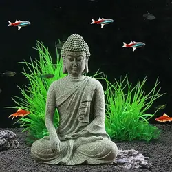 Fish Tank Statue Sandstone Buddha Fish Tank Decoration Meditation Buddha Micro Landscape Buddha Zen Sculpture Buddha Figurine