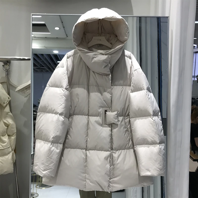 Winter Mittlere Länge Mit Kapuze Unten Jacke Frauen Weiße Ente Unten Parker Unten Jacken Weibliche Dicke Warme Wasserdichte Outwears Mantel