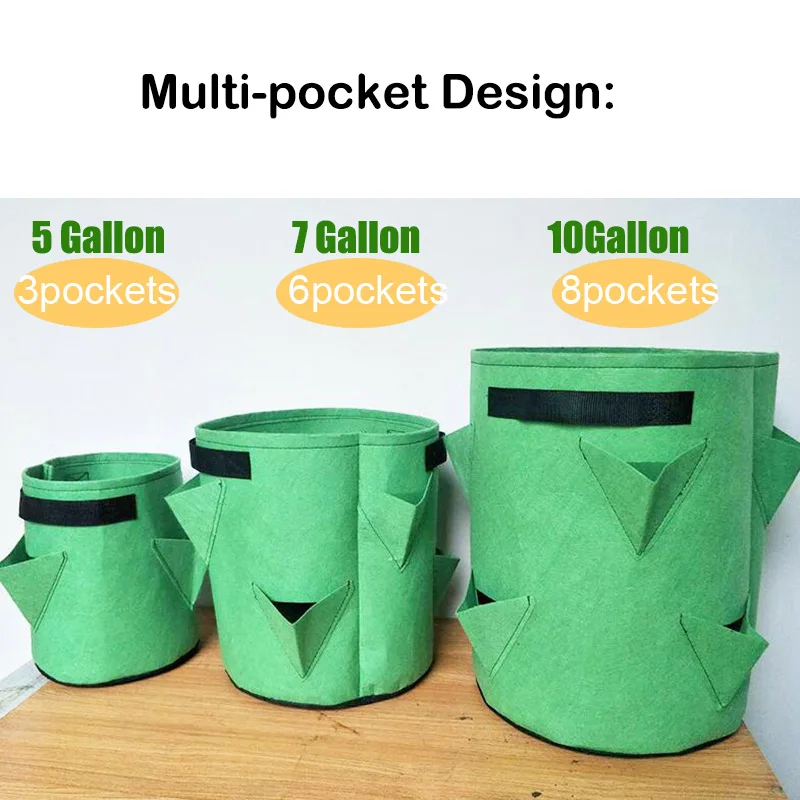 5/7/10 Gallon Garden Tool Pocket Flower Jardin Plant Grow Bag Strawberry Vertical Pouch Root Round Reusable Pot D1