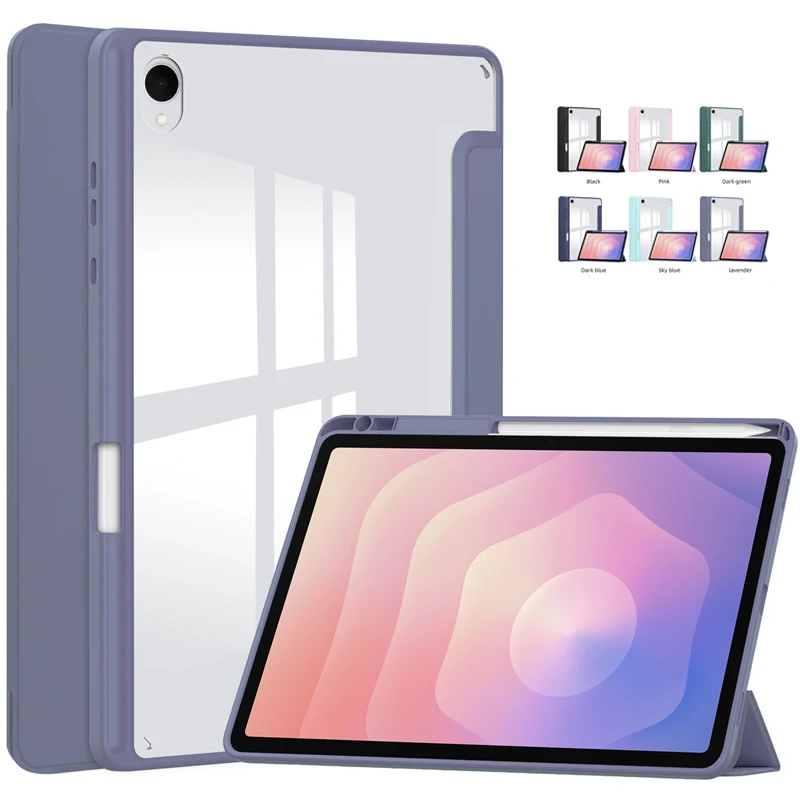 

Чехол для Samsung Tab S11 с держателем для ручек, магнитный акриловый жесткий складной смарт-чехол для Funda Galaxy Tab S11, 11-дюймовый чехол Coque