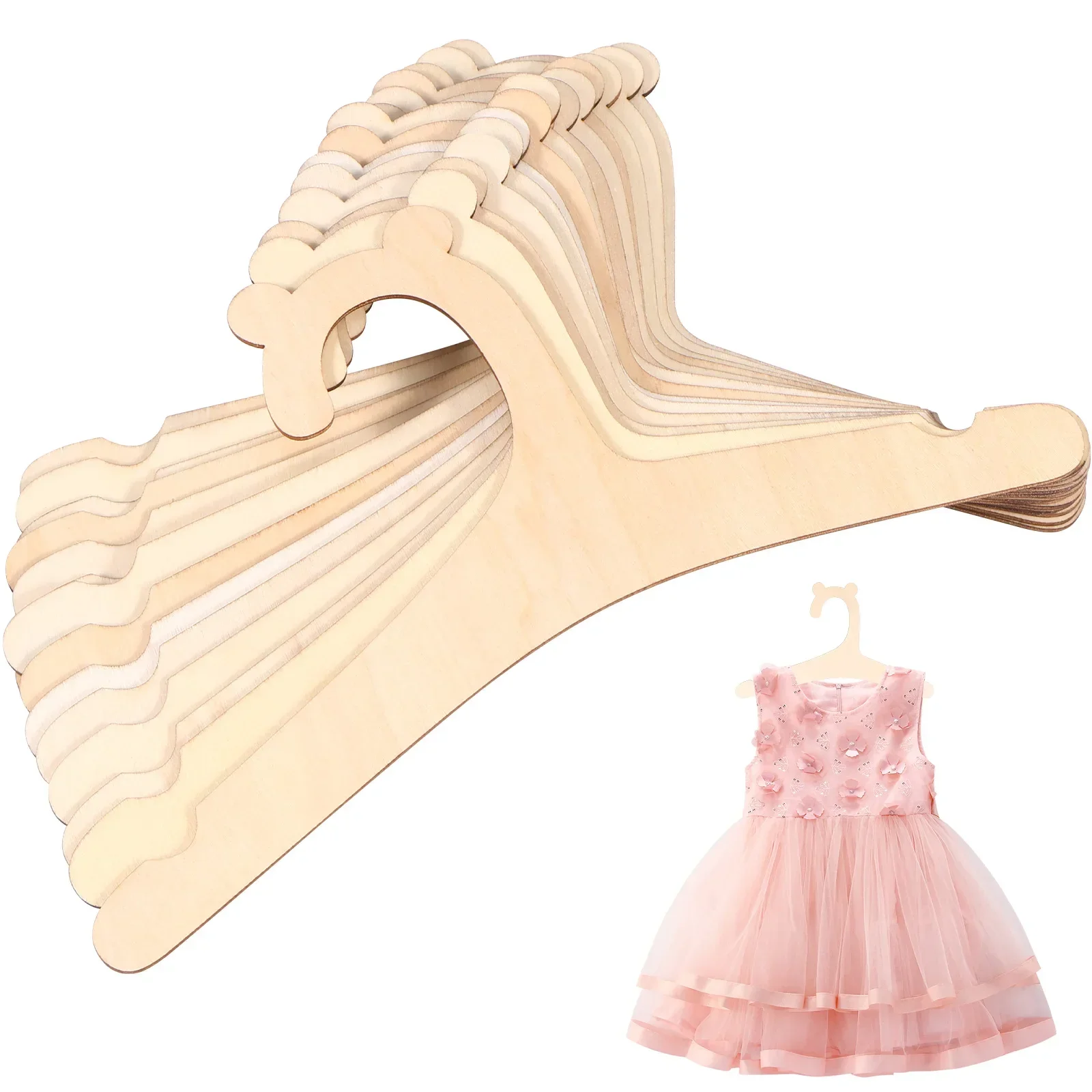 20Pc Baby Wooden Clothes Hanger Creative Room Decoration Kids Clothes Drying Storage Holder Children's Organizer Clothing Hanger