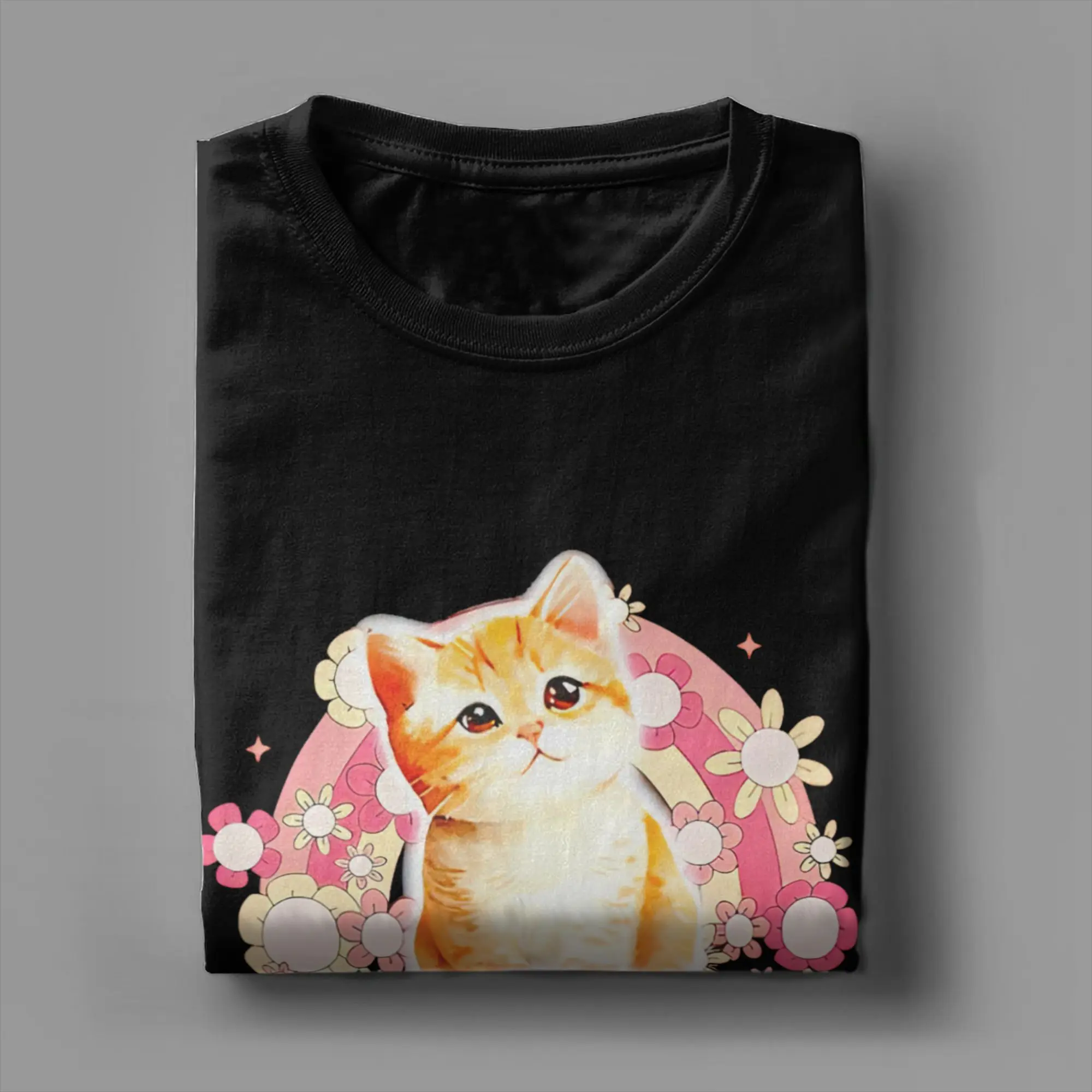 Vintage Alpha Male Cat Kitten Funny T-Shirt Men Crew Neck Pure Cotton T Shirts  Short Sleeve Tees Gift Clothes