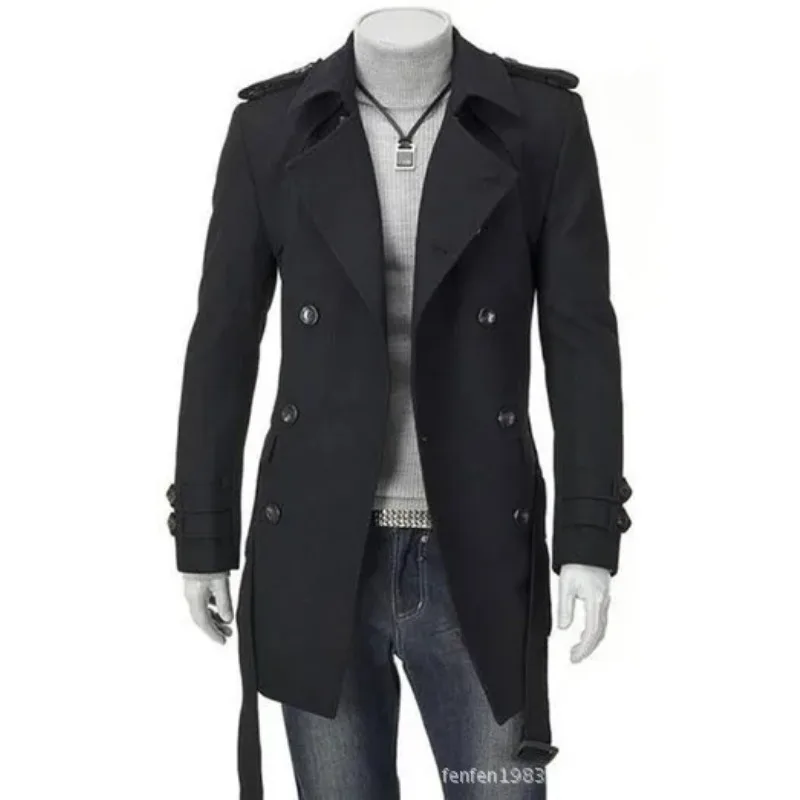 Mens Winter Wool Coat Trench Coat Outwear Overcoat Long Jacket HOT Fashion