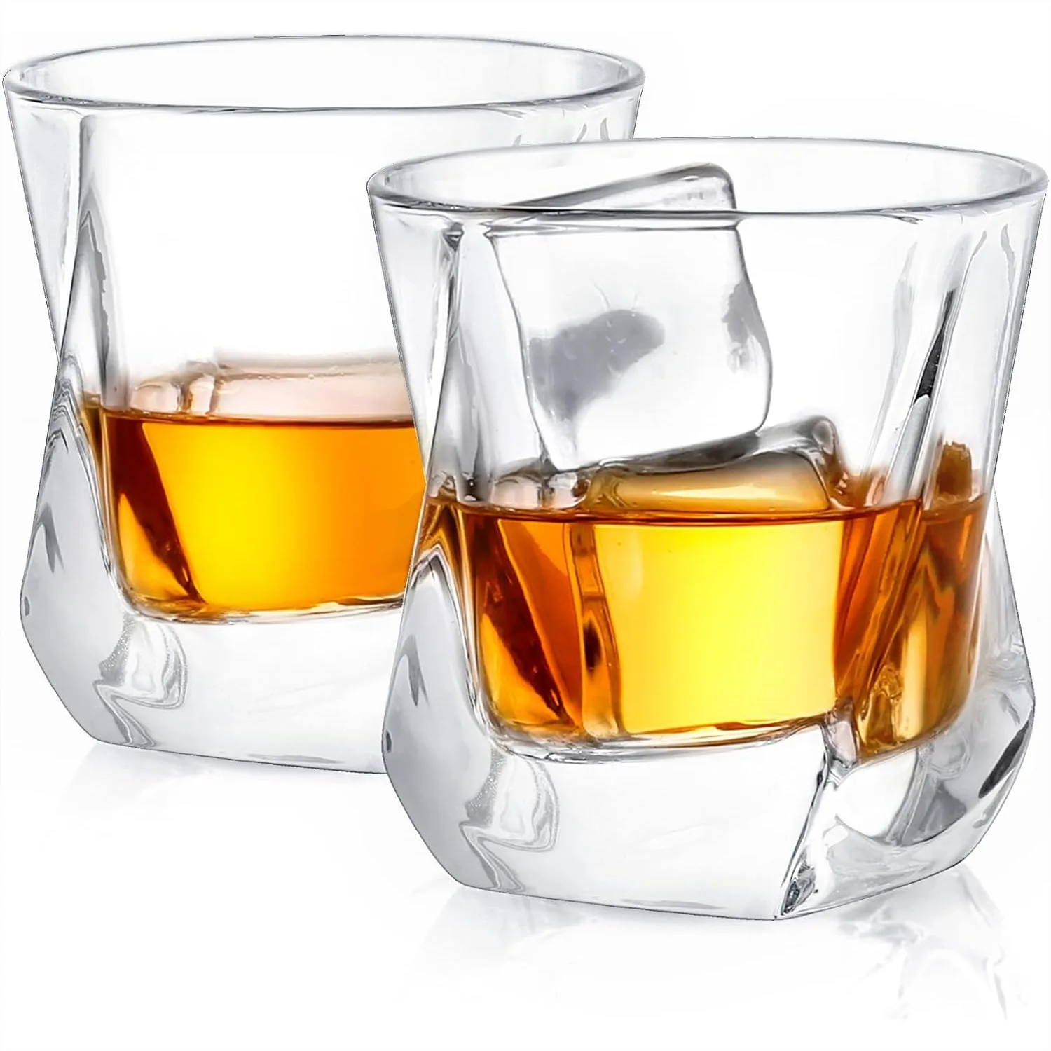 

Crystal Whiskey Glasses 7.4oz Set of 2 Twisted Old Fashioned Glasses for Bourbon Scotch Liquor