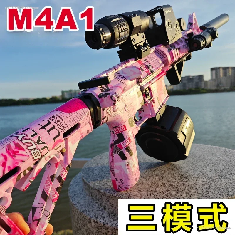 ปืนยิงกระสุน M4A1แบบสามโหมด, ใหม่2024ยิงด้วยมือด้วยไฟฟ้าคริสตัลแบบต่อเนื่องผมของเล่นเด็กผู้ชายจู่โจมแบบพิเศษ